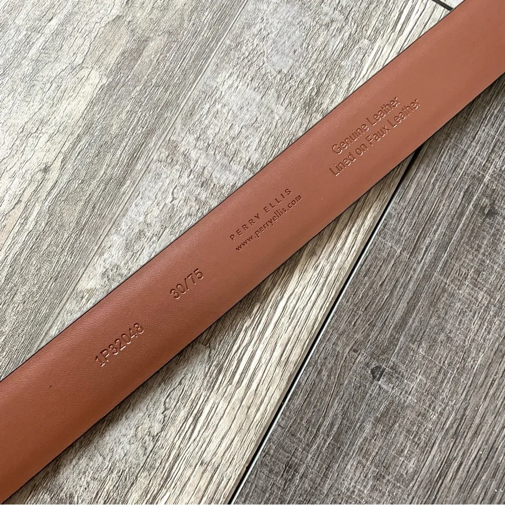 Perry Ellis Portfolio Men's Park Avenue Leather Belt Brown Men’s SZ 30